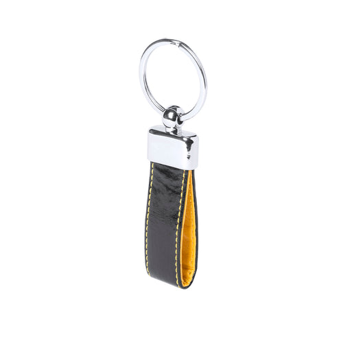 Keychain in elegant bicolor PU leather finish with metallic accessory - Boriem Personalised