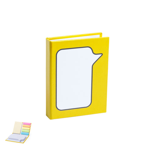 Original sticky notepad with sandwich design and soft-touch covers in resistant, rigid recycled cardboard - Dosan Personalised