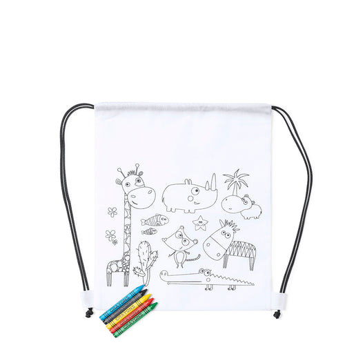 Backpack of non-woven in white color especially designed to be colored with crayons - Wizzy Personalised