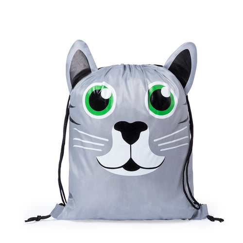 Drawstring backpack for children, in soft polyester 210T with original designs of animals - Llorel Personalised