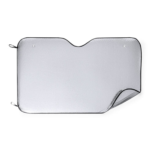 Aluminum sunshade with bubble on both sides in silver metallic finish with black piping - Falnit Personalised