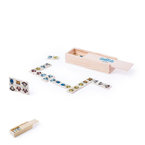 Cheerful domino of little animals in wood - Kelpet Personalised