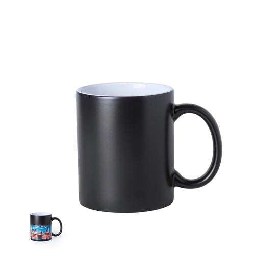 350ml ceramic mug with outside in black color and inside in white color - Bardot Personalised