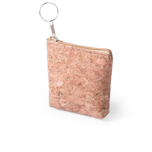 Ecologic, square design coin purse in natural cork and with a soft inner lining - Dabey Personalised