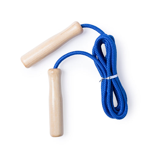 240cm length jumping rope in bright tones and with comfortable, lacquered, wooden handles - Galtax Personalised