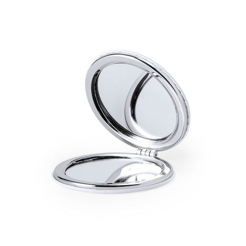 Folding mirror in an elegant white PU leather finish - Plumiax Personalised