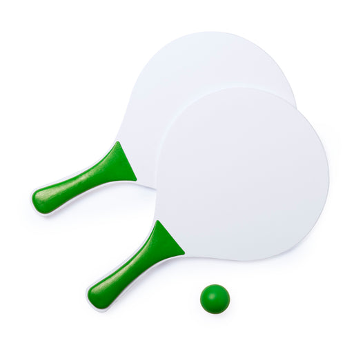 Pair of beach rackets in white color, natural wood - Kongal Personalised
