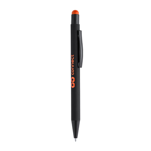 Push-button mechanism stylus pen with solid black finish body and push-button - Yaret Personalised