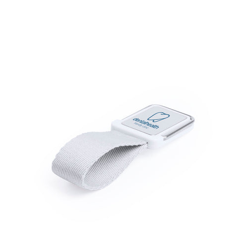 Bold adhesive smartphone holder with strap for your selfies in resistant polyester and a wide printing area - Manfix Personalised