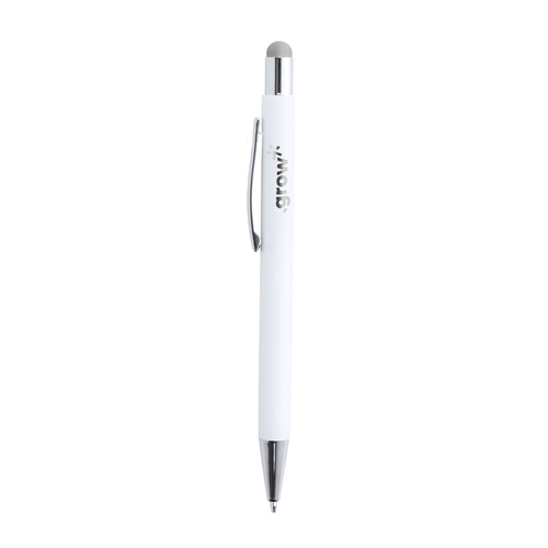 Pointer ball pen with push-up mechanism and body in an elegant, aluminum, matt white color design - Woner Personalised