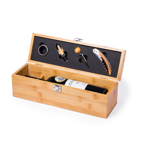 Premium wine set in bamboo wood - Boriax Personalised