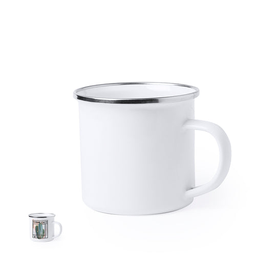 Retro design metal mug and 380ml capacity, with small imperfections for a vintage look - Neyms Personalised