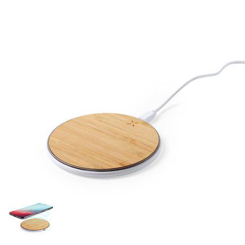 Nature line, wireless charging base in bamboo wood - Nembar Personalised