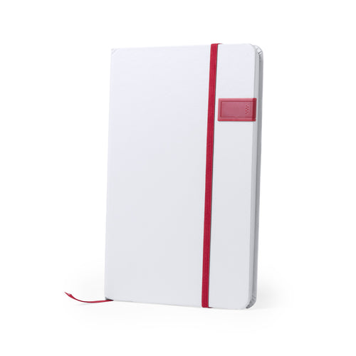 Stylish, white color finished notepad with 16GB USB flash drive integrated in the front cover - Boltuk Personalised