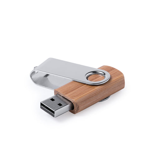 16GB USB flash drive, with twist mechanism, bamboo wood body and metal clip - Cetrex 16GB Personalised