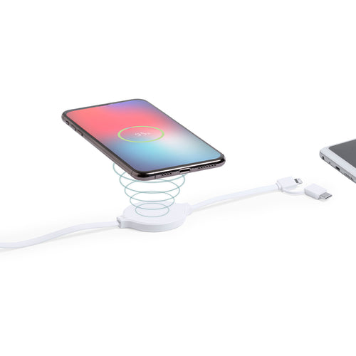 Wireless, ultra compact size charger in monochrome, white color - Pikat Personalised