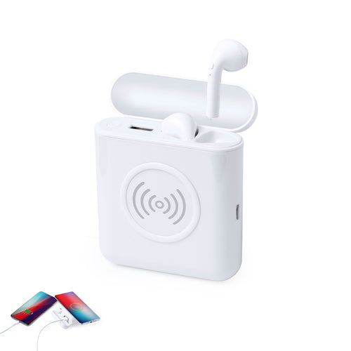 Set of earphones with external auxiliary battery and wireless charging station - Molik Personalised