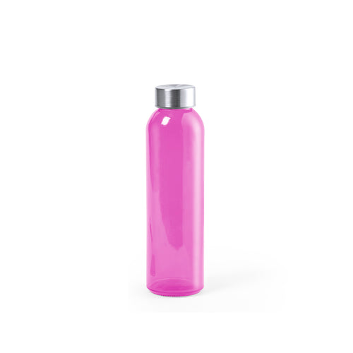 High quality, 500ml capacity glass bottle with BPA-free transparent body and stainless steel screw cap - Terkol Personalised