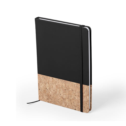Articoli Sostenibili Bluster Personalizzato - Block notes della linea natura in una combinazione di materiale naturale di sughero e similpelle con copertina rigida