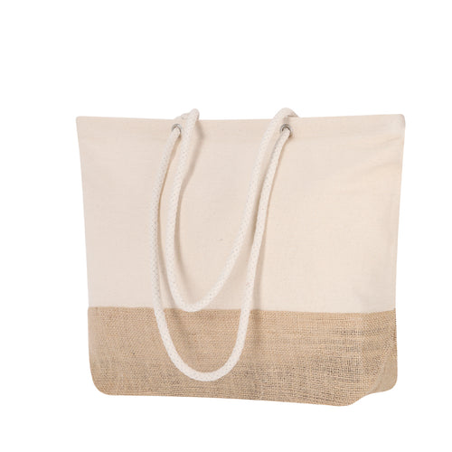 Nature line bag in combination of jute and cotton materials - Bitalex Personalised