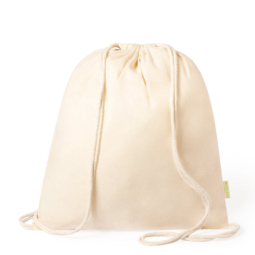 Nature line drawstring backpack in soft, organic, cotton material - Tibak Personalised