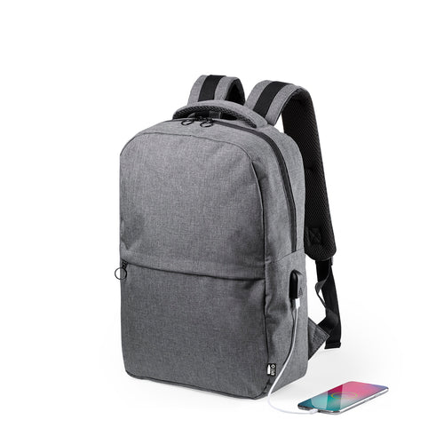 Business backpack in resistant 600D RPET material, obtained from recycled plastic materials, to encourage the reusing of plastic residues and contribute to the Earth’s sustainability - Konor Personalised