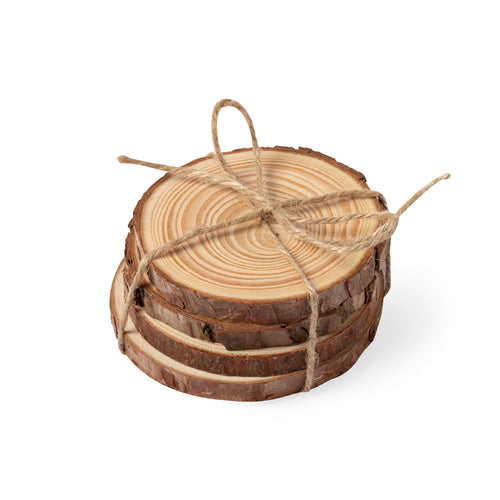 Coaster set in natural pine wood - Yantic Personalised