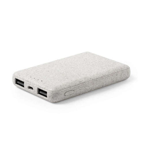 5,000 mAh, ultra compact, external auxiliary battery in nature line, with shell in wheat straw, to encourage the use of natural raw materials and reducing contaminant emissions - Shiden Personalised