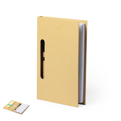 Set of notepad and ball pen in nature line, with perpetual weekly planner - Kendil Personalised
