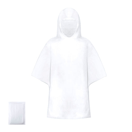 Adult size poncho, manufactured in resistant PLA material -PolyLactic Acid-, obtained from 100% natural resources like corn starch, yucca or sugar cane, becoming 100% compostable at the end of its life span - Reizon...