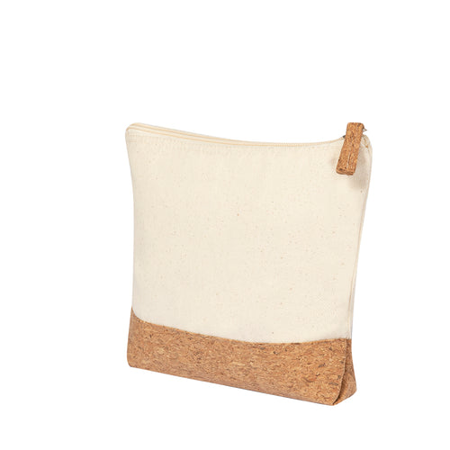 Nature line beauty bag in combination of natural cork and raw color cotton - Subrum Personalised