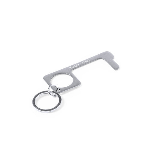 Hygienic, anti-contact safety key ring, made of resistant stainless steel - Bigox Personalised
