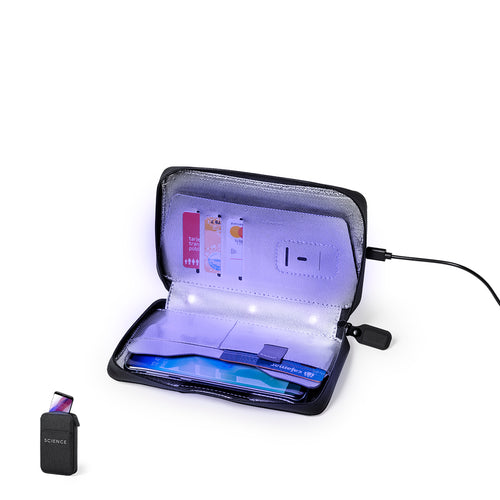 UV light type C organizer and sterilizer case, with RFID (Radio Frequency Identification) protection that keeps your identity transmission devices safe - Boxny Personalised