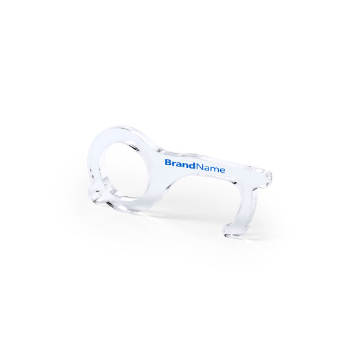 Hygienic anti-contact key ring, made of durable and eye catching acrylic material in a transparent finish - Napil Personalised