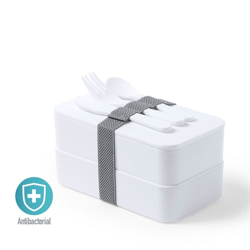 Antibacterial lunch box in durable PP material with a solid finish, BPA free - Fandex Personalised