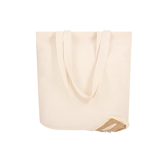 Folding bag of nature line in combination of cotton materials of 110 g/m2 and jute base, with pocket - Dylan Personalised