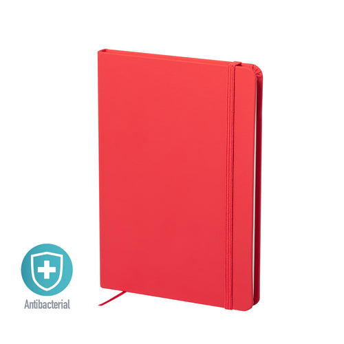 A5 size notepad with rigid antibacterial leather covers, with sewn binding - Kioto Personalised