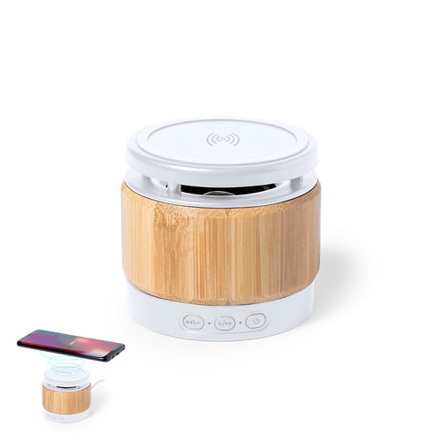 Bluetooth® nature line speaker with integrated 5W wireless charger and compact design - Zakrox Personalised