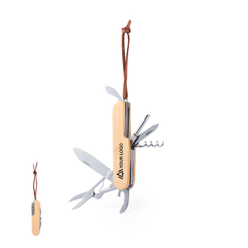 Nature line multipurpose knife, in combination of bamboo and stainless steel materials, with 9 functions - Titan Personalised