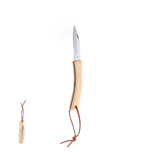 Nature line knife with stainless steel blade and resistant bamboo handle with safety lock - Sultan Personalised