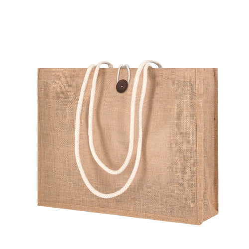 Nature line bag in resistant laminated jute of 320g/m2 and original button closure - Triex Personalised