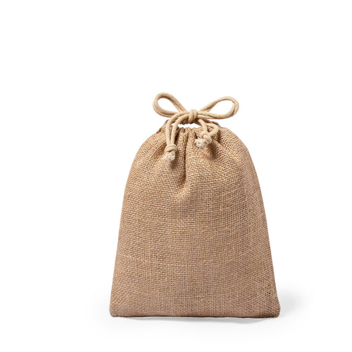 Nature line bag in resistant jute of 260gsm, with elegant string closure and stitched finish - Lesky Personalised