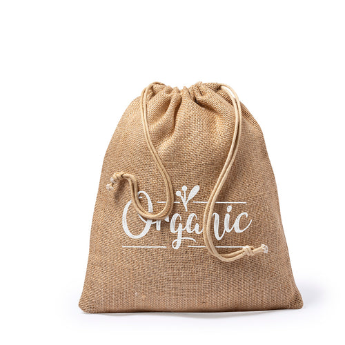 Nature line bag in resistant jute of 260gsm, with elegant string closure and stitched finish - Vagan Personalised