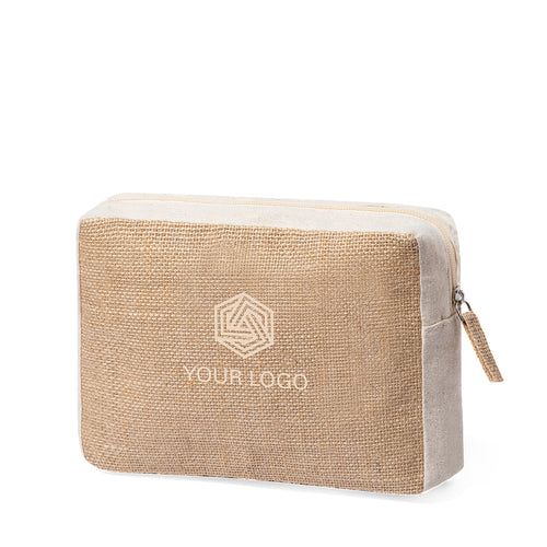 Nature line beauty case in combination of laminated jute and natural cotton - Ringok Personalised
