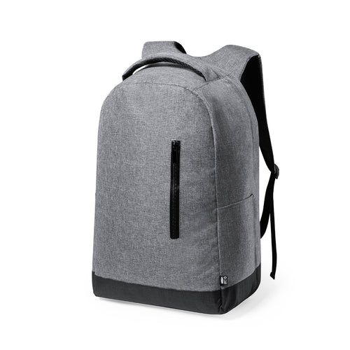 Nature Line anti-theft business backpack in durable 600D RPET melange effect, made from recycled plastic to encourage the reuse of plastic waste and contribute to the sustainability of the planet - Bulman Personalised