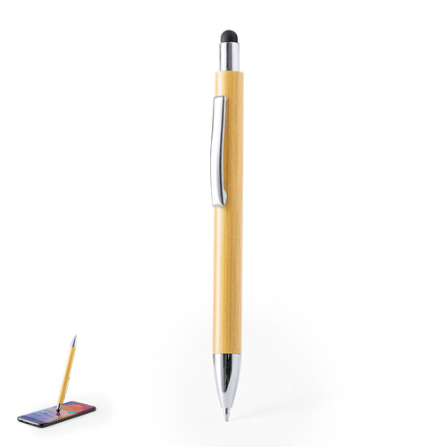 Nature line pointer ball pen, with bamboo body, chrome accessories and black color pointer - Zharu Personalised