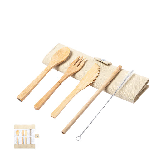 Nature line cutlery set made of polished bamboo - Corpax Personalised