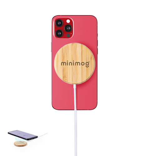 10W, nature line, magnetic wireless charger, with housing in durable bamboo - Hatawey Personalised