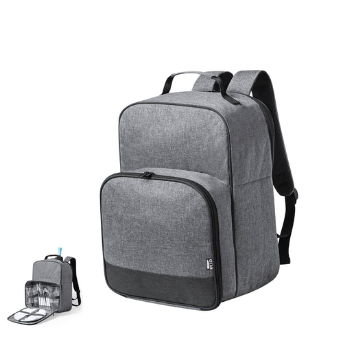 Nature line picnic cooler backpack, made in durable, high quality 600D RPET, produced from recycled plastic to encourage the reuse of plastic waste and contribute to the sustainability of the planet - Kazor Personalised
