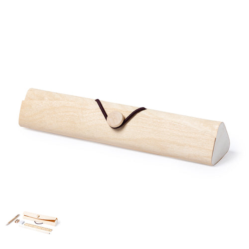 Nature line stationery case made in wood, with elastic band closure - Palermo Personalised
